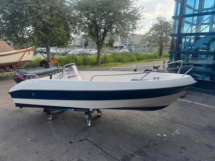 Mythos 410, Watersport en Boten, Vis- en Consoleboten, Gebruikt, Tot 10 pk, 3 tot 6 meter, Benzine, Buitenboordmotor, Polyester