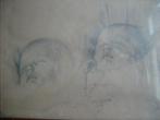 Oude tekening gevoelig portret slapend kind ca. 1900, Ophalen of Verzenden