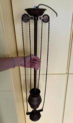 Antieke verstelbare lampstang armatuur van messing, Ophalen of Verzenden