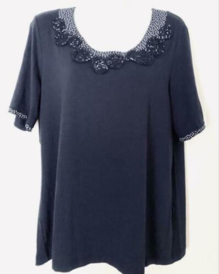 Gerry Weber blauwe top maat 44, Kleding | Dames, Tops, Zo goed als nieuw, Maat 38/40 (M), Blauw, Korte mouw, Ophalen of Verzenden