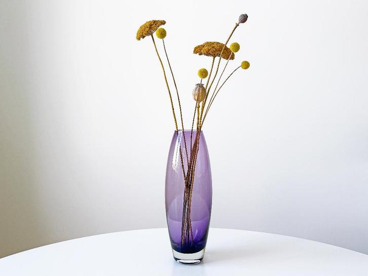 Vintage XL vaas glas design Scandinavisch paars, Huis en Inrichting, Woonaccessoires | Vazen, Gebruikt, Overige kleuren, Minder dan 50 cm