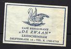 1821 Leidschendam cafe rest DE ZWAAN, Verzamelen, Suikerzakjes, Ophalen of Verzenden, Nederland