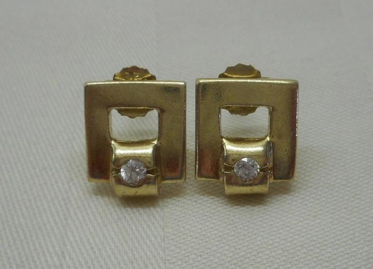 Zilveren goud vergulde oorbellen nr.1511, Sieraden, Tassen en Uiterlijk, Oorbellen, Zo goed als nieuw, Zilver, Goud, Verzenden