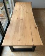 Grote massieve boomstamtafel eikenhout metalen U-poten 2.98m, Huis en Inrichting, Tafels | Eettafels, Ophalen