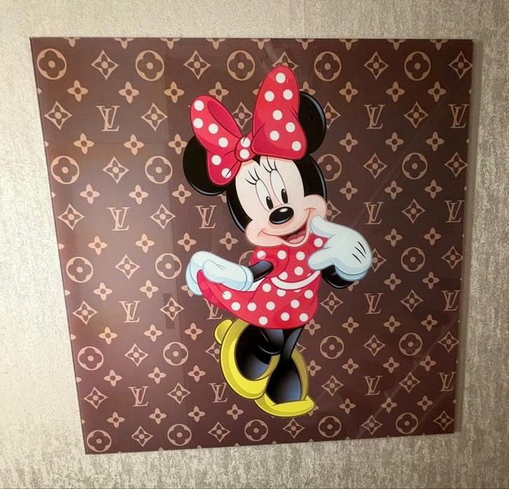 Louis Vuitton Minnie Mouse Glasschilderij 80x80, Huis en Inrichting, Woonaccessoires | Schilderijen, Tekeningen en Foto's, Zo goed als nieuw
