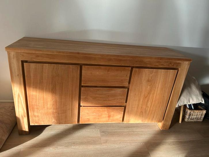 Teakhouten Dressoir, Huis en Inrichting, Kasten | Dressoirs, Gebruikt, 100 tot 150 cm, 25 tot 50 cm, Met lade(s), Teakhout, Ophalen