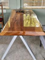 Mooi houten boomstam tafel bureau met metalen onderstel, Ophalen, Gebruikt, Bureau