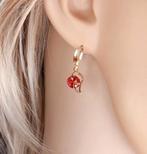 Oorbellen goud 18k oorhangers - creolen hanger robijn, Hangers, Verzenden, Nieuw, Met edelsteen