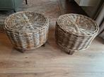 2 Rieten/rotan Krukjes / Poefjes / Bijzettafeltjes, Ophalen, Riet of Rotan, Minder dan 50 cm, Gebruikt