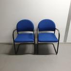 set 2x Car kantinestoelen - blauwe stof vergaderstoelen