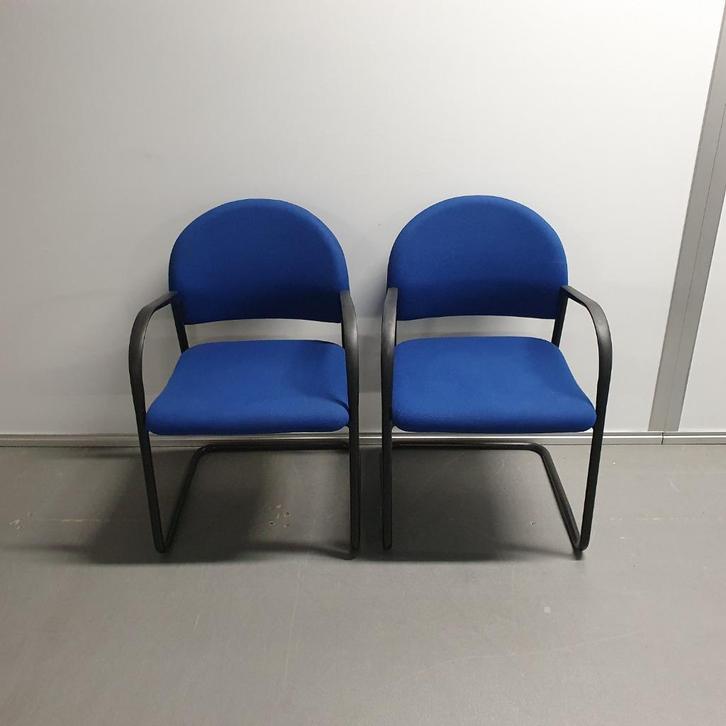 set 2x Car kantinestoelen - blauwe stof vergaderstoelen, Huis en Inrichting, Stoelen, Nieuw, Twee, Stof, Blauw, Ophalen of Verzenden