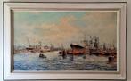 Schilderij P van Schaik Havenzicht waalhaven, Antiek en Kunst, Ophalen