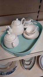 Wit Porseleinen Theeservies, Huis en Inrichting, Keuken | Servies, Ophalen, Gebruikt, Effen, Kop(pen) en/of Schotel(s)