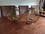 2 Mooie grote gouden metalen windlichten  te koop, Ophalen, Zo goed als nieuw, Metaal, 25 tot 50 cm