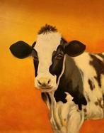 100 x 100 cm. Oranje 'Koe' (Tanja van Achterberg), Ophalen, Zo goed als nieuw, Schilderij, 100 tot 125 cm