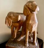 Grote sculptuur 2 honden gesigneerd 1959, Verzenden
