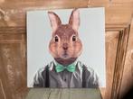 Schilderij / afbeelding haas in kleding. Decoratie konijn., Ophalen, Nieuw