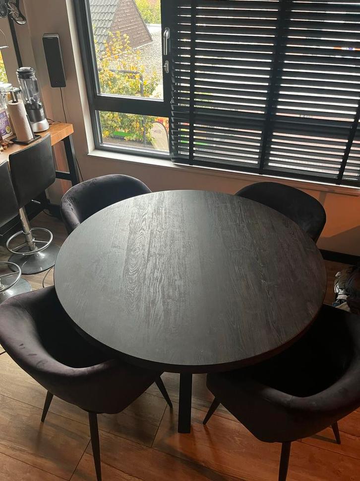 Eettafel Bressano + 4 Antony stoelen (Kwantum), Huis en Inrichting, Tafels | Eettafels, Gebruikt, 100 tot 150 cm, Vier personen