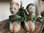Javaans houtsnijwerk echtpaar Indonesie Loro Blonyo groen, Antiek en Kunst, Kunst | Beelden en Houtsnijwerken, Ophalen of Verzenden