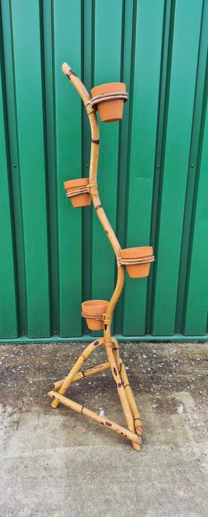 Retro, rotan plantenslang, plantenstandaard, Rohé jaren 50, Verzamelen, Ophalen, Huis en Inrichting