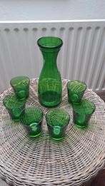 Vintage  misura wijnkaraf met 6 glazen - Italiaans glas, Ophalen of Verzenden