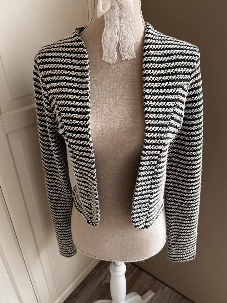 Zwart met wit gestreept vestje/jasje van Vila. Maat XS., Kleding | Dames, Truien en Vesten, Gedragen, Maat 34 (XS) of kleiner