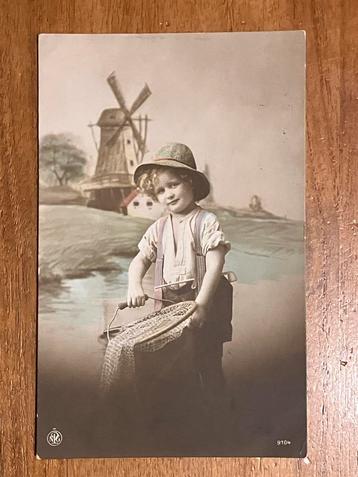 Art Nouveau. Visser Jongen met Molen 1914. beschikbaar voor biedingen