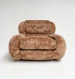 Velourse Italiaanse XL fauteuil, 1970's, Gebruikt, 100 tot 125 cm, Vintage, Ophalen of Verzenden