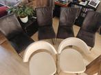 Eetkamerstoelen, bruin en wit, Huis en Inrichting, Ophalen, Gebruikt, Bruin, Leer