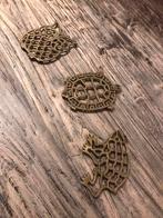Antieke koperen onderzetters kikker uil schildpad circa 15cm, Ophalen of Verzenden