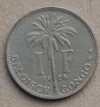Belgisch Congo, 1 frank 1926 (Vlaams), Ophalen of Verzenden, Overige landen, Losse munt