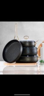 Granietlaag pannenset NIEUW IN DOOS, Ophalen of Verzenden, Nieuw, Rvs, Pannenset