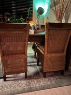 Rieten Eettafel stoelen 4 stuks, Huis en Inrichting, Stoelen, Ophalen, Riet of Rotan, Gebruikt, Bruin