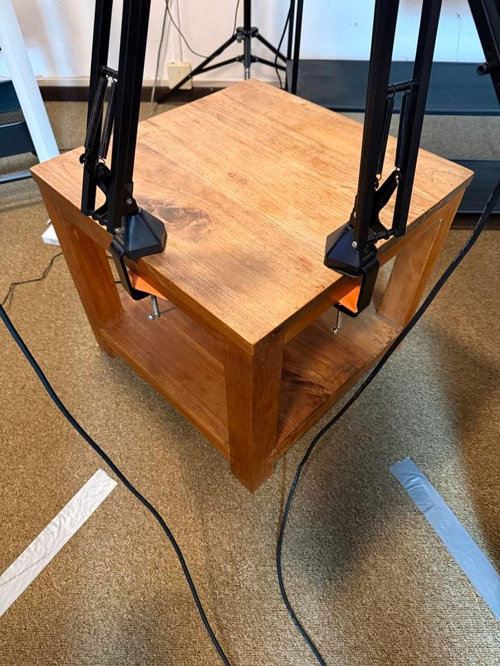 Houten Bijzettafel met Onderblad, Huis en Inrichting, Tafels | Salontafels, Gebruikt, Minder dan 50 cm, 50 tot 100 cm, Vierkant