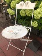Brocante Tuinstoel Wit Metaal, Huis en Inrichting, Ophalen, Gebruikt, Wit, Metaal