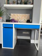 Ikea micke bureau blauw met wit, Huis en Inrichting, Bureaus, Ophalen, Gebruikt, Bureau