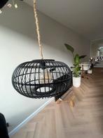 Zwarte rotan lampenkap incl. Lamp en ophangsysteem, Ophalen, Gebruikt, Hout, Minder dan 50 cm
