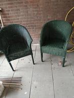 2 rieten kuipstoelen, Huis en Inrichting, Stoelen, Ophalen, Gebruikt, Bruin