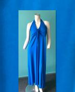 Vintage blauwe lange zomerjurk Boho Ibiza stijl maat M, Maat 38/40 (M), Vintage, Gedragen, Onder de knie