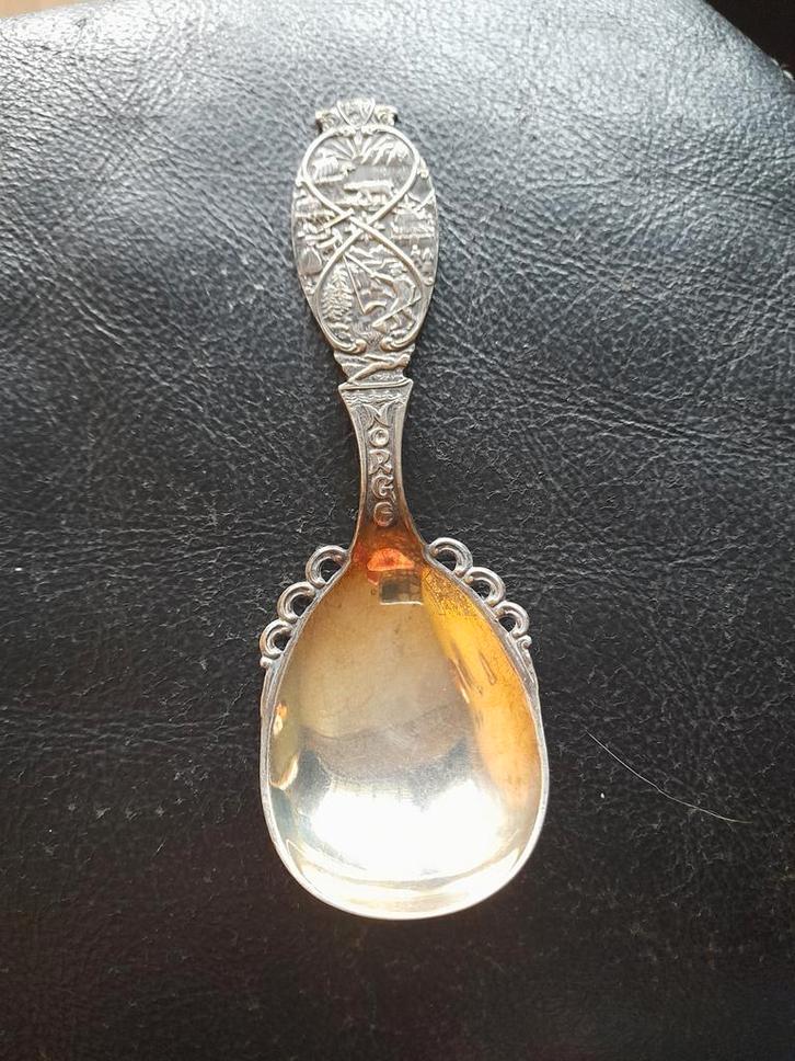Noorse Lepel - Scandinavië Souvenir - Bewerkt, Antiek en Kunst, Antiek | Bestek, Ophalen of Verzenden