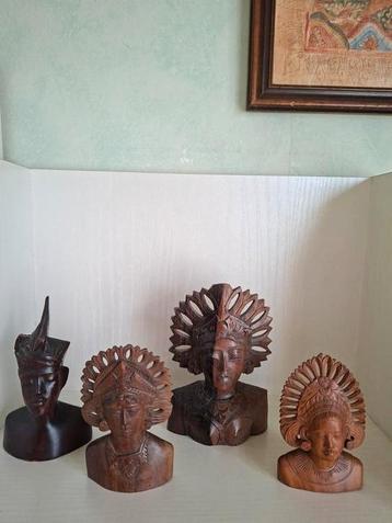 4x Balinese houtsnijwerken/ klein model/ jaren '50 beschikbaar voor biedingen