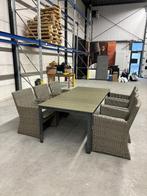 Luxe Tuinset Intenso – Tafel + 6 Wicker Stoelen, Tuin en Terras, Ophalen, Eettafel, 6 zitplaatsen, Zo goed als nieuw