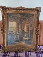 Oud schilderij klokkenmaker, Antiek en Kunst, Ophalen