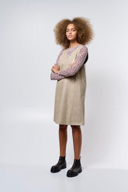 Ichi - beige PU leren jurk | maat 36, Kleding | Dames, Jurken, Zo goed als nieuw, Maat 36 (S), Beige, Knielengte, Ophalen of Verzenden