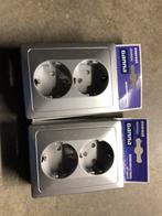 Zilver stopcontacten stopcontact 2 stuks grijs geaard, Ophalen of Verzenden, Zo goed als nieuw