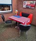 FIFTIES SIXTIES BEL AIR DINER BANK TAFEL MET STOELEN, Ophalen, Twee, Zwart, Metaal