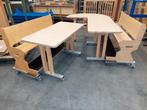Kids-F hoogzitset: 2x 120cm bank + J-tafel en rechte tafel, Ophalen of Verzenden, Zo goed als nieuw, Tafel(s) en Stoel(en)