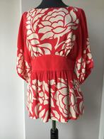 Zijden top blouse van Tibi, rood met ecru, Maat 40 ZGAN, Maat 38/40 (M), Ophalen of Verzenden, Tibi, Zo goed als nieuw