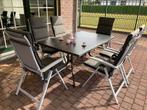 Tuinset 6-pers. compleet: tafel, stoelen, kussens, hockers, Tuin en Terras, Tuinsets en Loungesets, Ophalen, Hocker, 6 zitplaatsen