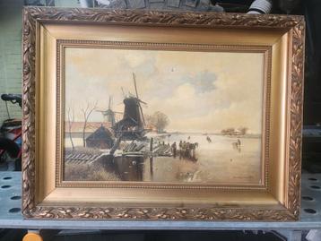 Schilderij Leo Gryseels, Molens in Winterlandschap beschikbaar voor biedingen
